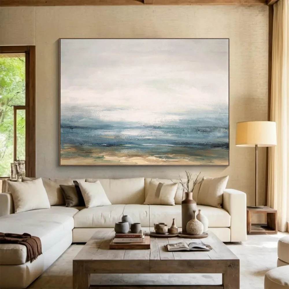 White Original Coastal Abstract Artwork 8UJZ8